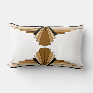 Art Deco Pattern in Tans, Browns en Black Lumbar Kussen