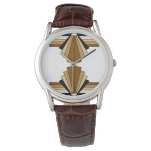 Art Deco Pattern in Tans Horloge