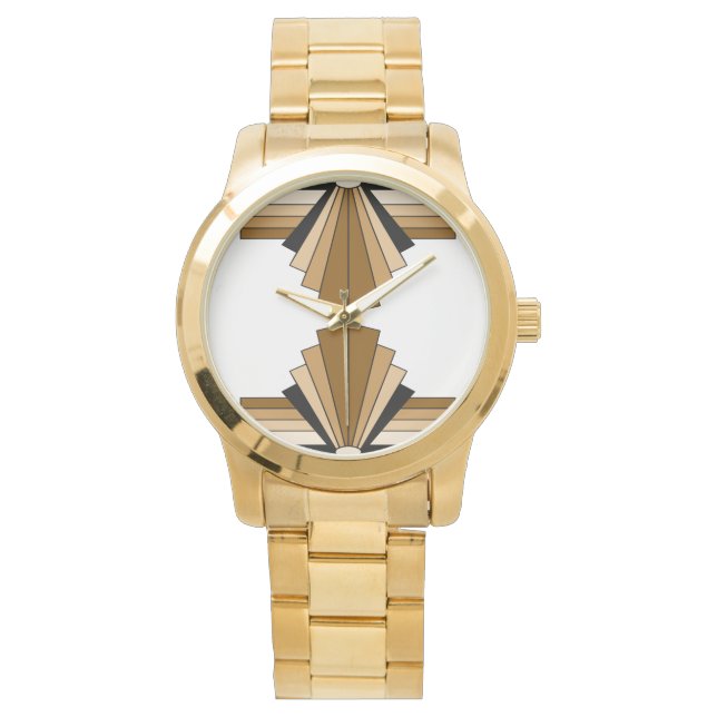 Art Deco Pattern in Tans Horloge (Voorkant)