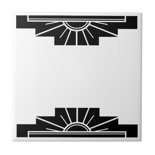 Art Deco Pattern in zwart Tegeltje (Voorkant)