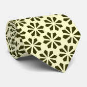 Art Deco Pattern - Murky Green op Cream Stropdas (Opgerold)