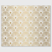 Art Deco Pattern Naadloze witte en gouden ruggengr Cadeaupapier (Vlak)