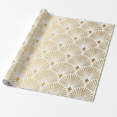 Art Deco Pattern Naadloze witte en gouden ruggengr Cadeaupapier (Uitgerold)