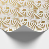 Art Deco Pattern Naadloze witte en gouden ruggengr Cadeaupapier (Hoek)