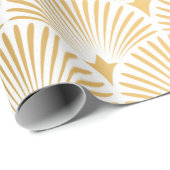 Art Deco Pattern Naadloze witte en gouden ruggengr Cadeaupapier (Rol Hoek)