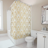 Art Deco Pattern Naadloze witte en gouden ruggengr Douchegordijn (In situ)
