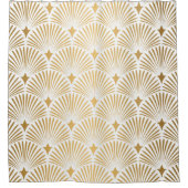 Art Deco Pattern Naadloze witte en gouden ruggengr Douchegordijn (Voorkant)