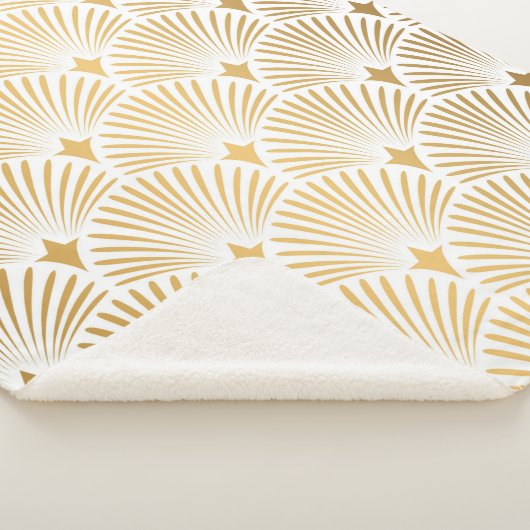 Art Deco Pattern Naadloze witte en gouden ruggengr Sherpa Deken (3/4)