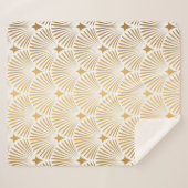 Art Deco Pattern Naadloze witte en gouden ruggengr Sherpa Deken (Voorkant (horizontaal))