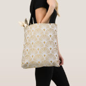 Art Deco Pattern Naadloze witte en gouden ruggengr Tote Bag (Dichtbij)