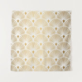 Art Deco Pattern Naadloze witte en gouden ruggengr Wandkleed (Voorkant)