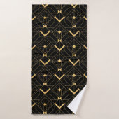 Art Deco Pattern Naadloze zwarte en gouden ruggeng Badhanddoek (Badhanddoek)