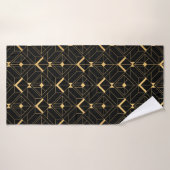Art Deco Pattern Naadloze zwarte en gouden ruggeng Badhanddoek (Badhanddoek)