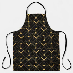 Art Deco Pattern Naadloze zwarte en gouden ruggeng Schort