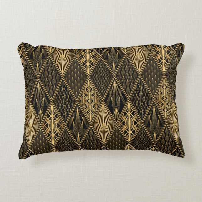 Art Deco Pattern. Seamless black and gold backgrou Accent Kussen (Voorkant)