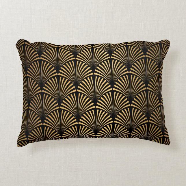 Art Deco Pattern. Seamless black and gold backgrou Accent Kussen (Voorkant)