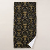 Art Deco Pattern. Seamless black and gold backgrou Badhanddoek (Badhanddoek)