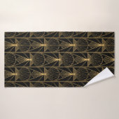 Art Deco Pattern. Seamless black and gold backgrou Badhanddoek (Badhanddoek)