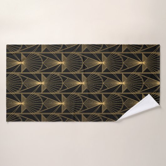 Art Deco Pattern. Seamless black and gold backgrou Badhanddoek (Badhanddoek)