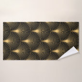Art Deco Pattern. Seamless black and gold backgrou Badhanddoek (Badhanddoek)