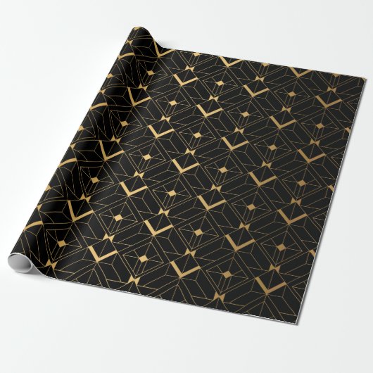 Art Deco Pattern. Seamless black and gold backgrou Cadeaupapier (Uitgerold)