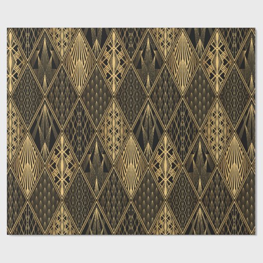 Art Deco Pattern. Seamless black and gold backgrou Cadeaupapier (Vlak)