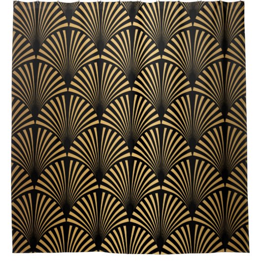 Art Deco Pattern. Seamless black and gold backgrou Douchegordijn (Voorkant)