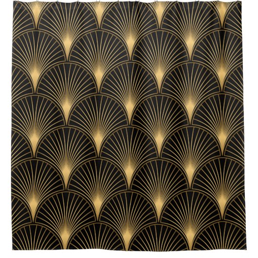 Art Deco Pattern. Seamless black and gold backgrou Douchegordijn (Voorkant)