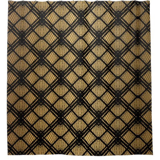 Art Deco Pattern. Seamless black and gold backgrou Douchegordijn (Voorkant)