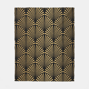 Art Deco Pattern. Seamless black and gold backgrou Fleece Deken