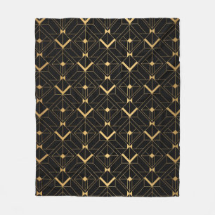 Art Deco Pattern. Seamless black and gold backgrou Fleece Deken