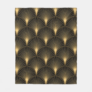 Art Deco Pattern. Seamless black and gold backgrou Fleece Deken