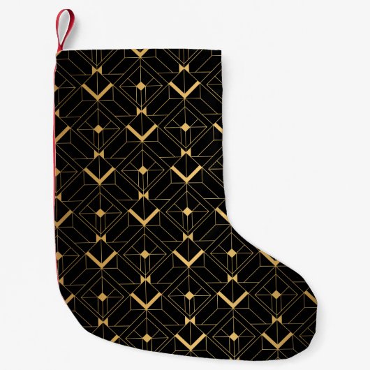 Art Deco Pattern. Seamless black and gold backgrou Kleine Kerstsok (Voorkant)