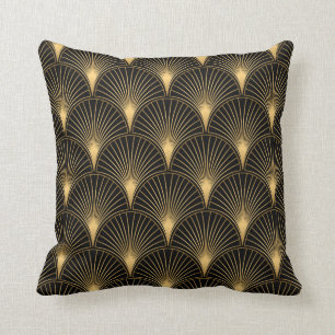 Art Deco Pattern. Seamless black and gold backgrou Kussen