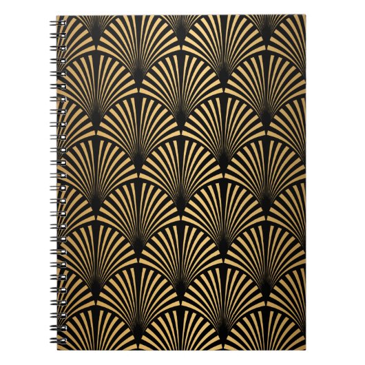 Art Deco Pattern. Seamless black and gold backgrou Notitieboek (Voorkant)