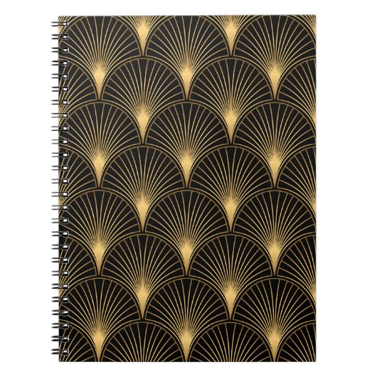 Art Deco Pattern. Seamless black and gold backgrou Notitieboek (Voorkant)