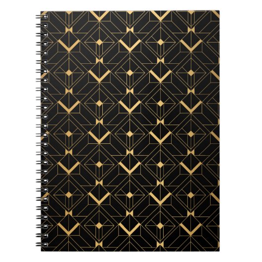 Art Deco Pattern. Seamless black and gold backgrou Notitieboek (Voorkant)