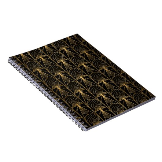 Art Deco Pattern. Seamless black and gold backgrou Notitieboek (Rechterzijde)