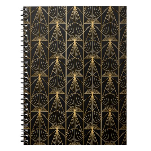 Art Deco Pattern. Seamless black and gold backgrou Notitieboek (Voorkant)