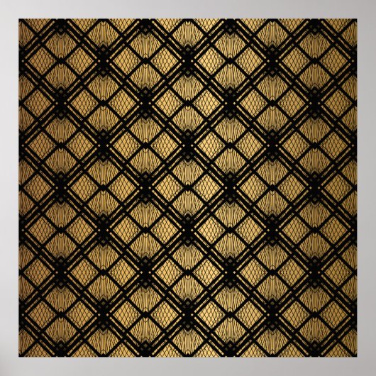 Art Deco Pattern. Seamless black and gold backgrou Poster (Voorkant)