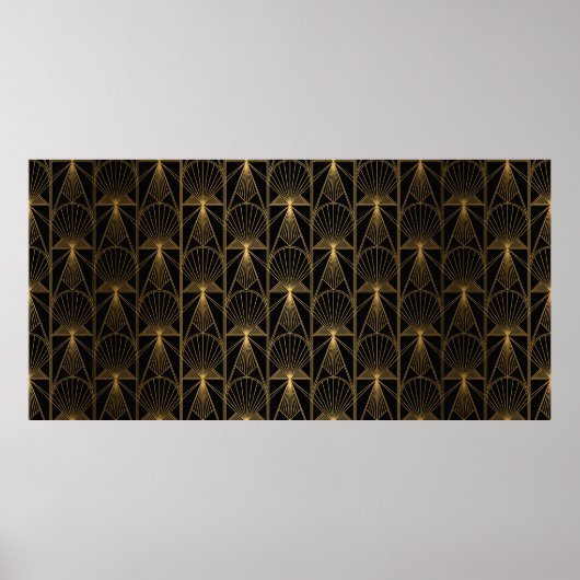 Art Deco Pattern. Seamless black and gold backgrou Poster (Voorkant)