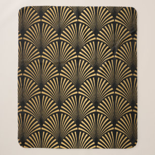 Art Deco Pattern. Seamless black and gold backgrou Sherpa Deken