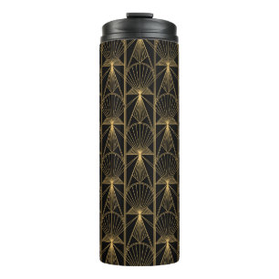 Art Deco Pattern. Seamless black and gold backgrou Thermosbeker