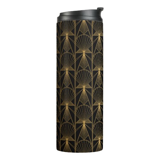 Art Deco Pattern. Seamless black and gold backgrou Thermosbeker (Gedraaid links)