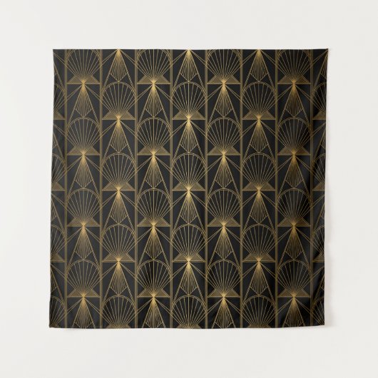 Art Deco Pattern. Seamless black and gold backgrou Wandkleed (Voorkant)