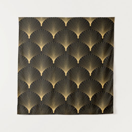 Art Deco Pattern. Seamless black and gold backgrou Wandkleed (Voorkant)