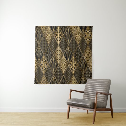 Art Deco Pattern. Seamless black and gold backgrou Wandkleed (In situ)