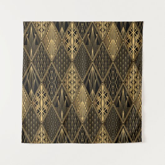 Art Deco Pattern. Seamless black and gold backgrou Wandkleed (Voorkant)