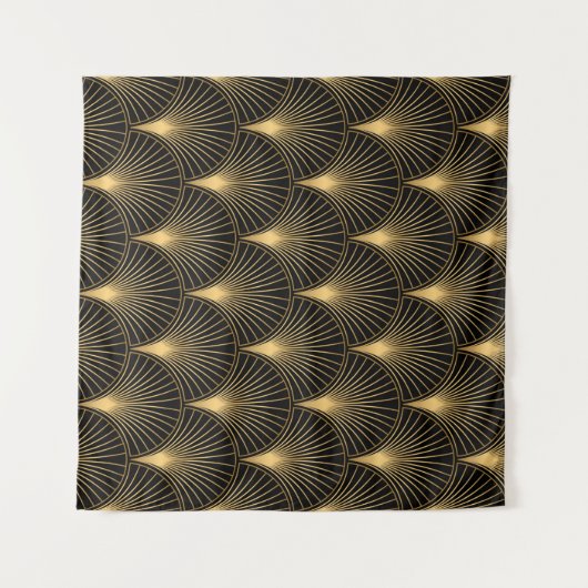 Art Deco Pattern. Seamless black and gold backgrou Wandkleed (Voorkant (horizontaal))