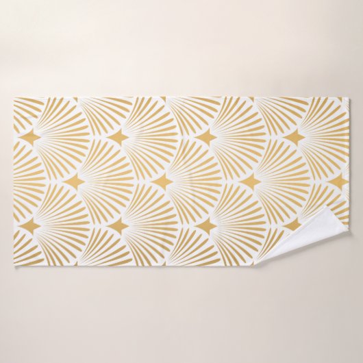 Art Deco Pattern. Seamless white and gold backgrou Badhanddoek (Badhanddoek)